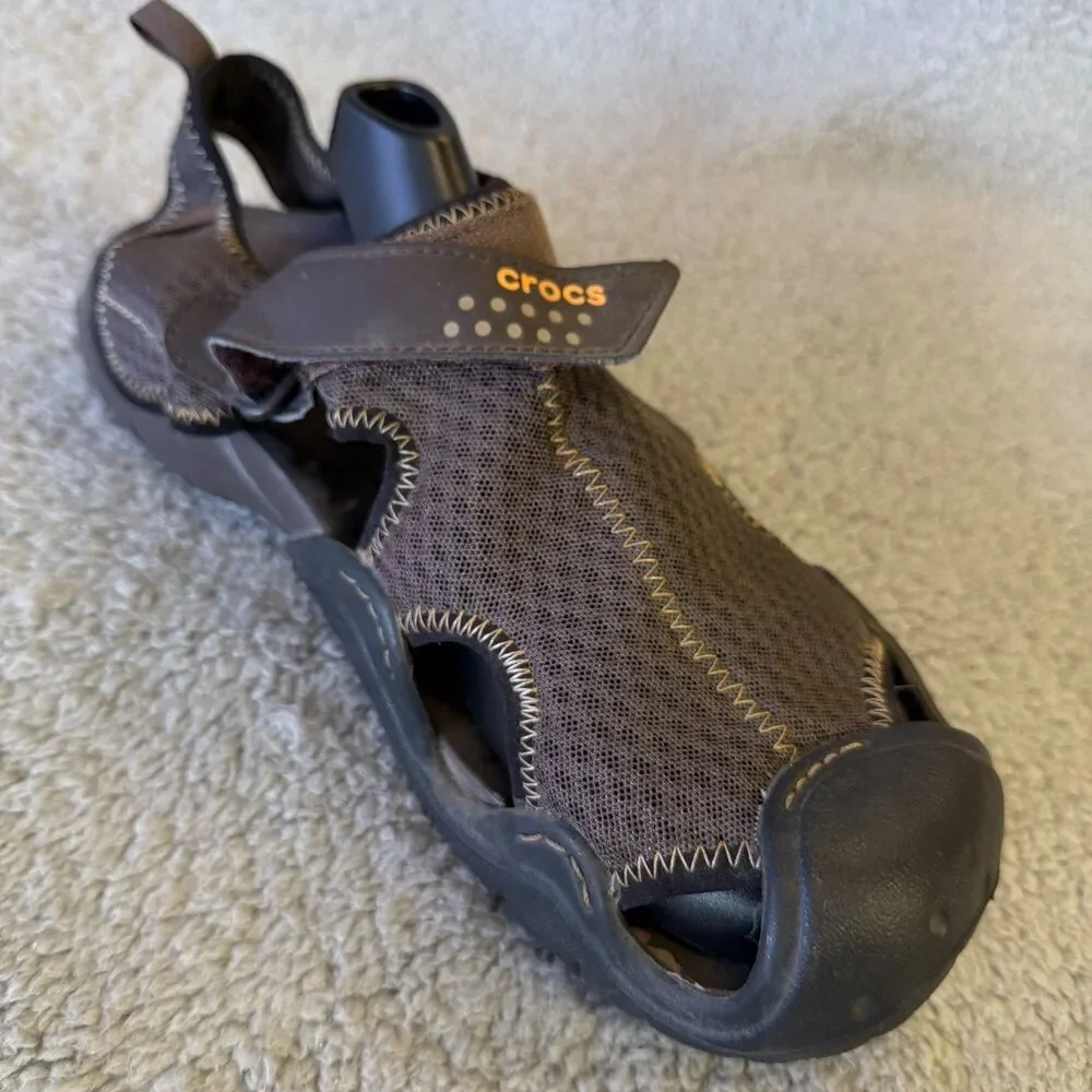 CROCS Sandals Men 11 Mesh Closed Toe Sport 15041 Swiftwater Water Shoes Beach